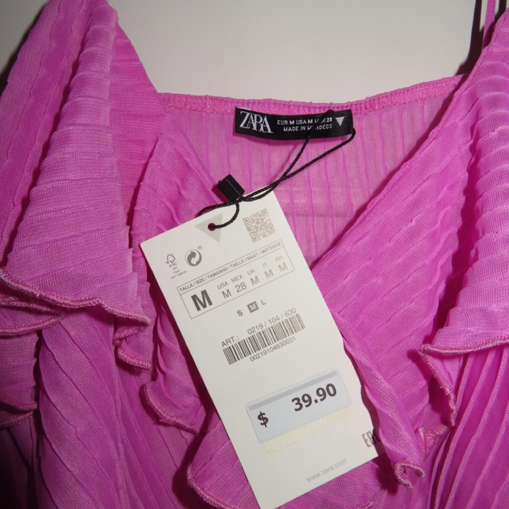 Zara Pink Ruffled Blouse - Picture 5 of 6